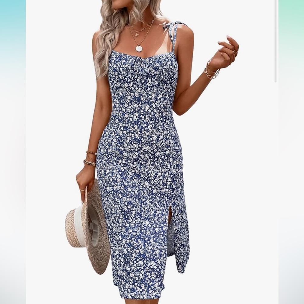 Floral Blue Midi Dress